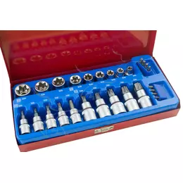 Adicionar ao pedido Conjunto de 27 soquetes e bits Torx Conjunto de 27 soquetes e bits Torx